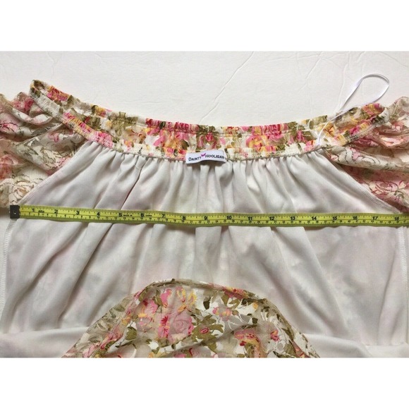 Dainty Hooligan Off Shoulder Tunic Dress Size S Roses Floral Lace Overlay Lined - Picture 12 of 13